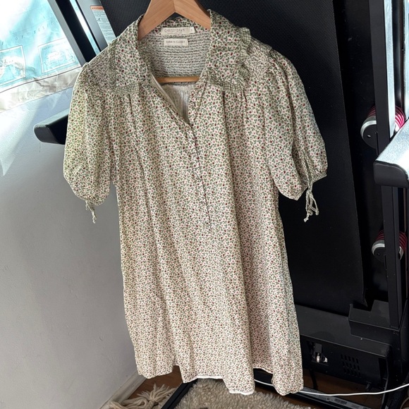 Christy Dawn Floral Mini Dress - Cream and Green